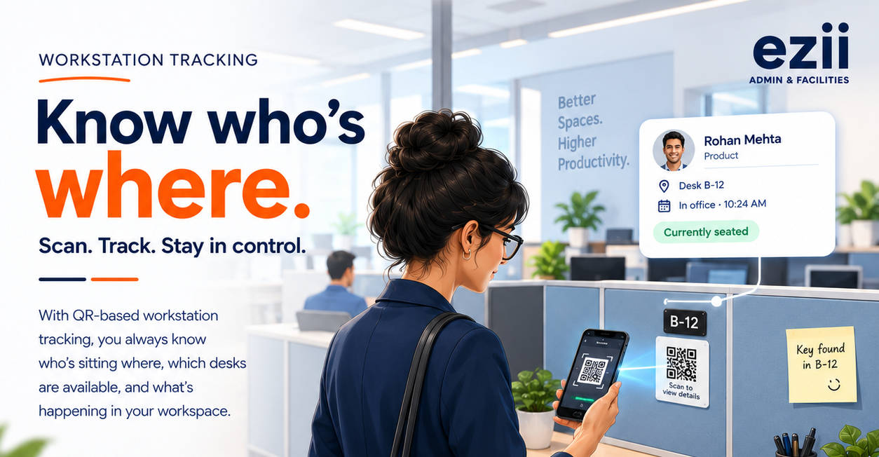 QR workstation tracking in ezii Admin & Facilities